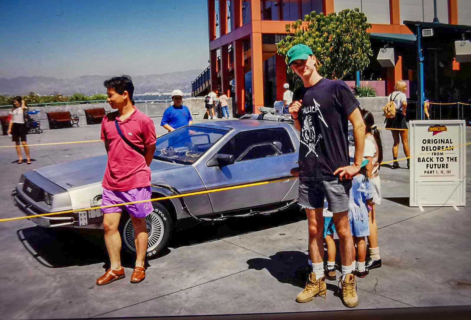 tom with delorean in hollywood